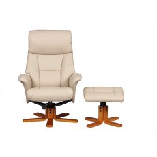 Singapore - Swivel Recliner Chair & Footstool  Faux leather Cafe Latte