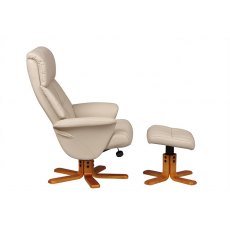Singapore - Swivel Recliner Chair & Footstool  Faux leather Cafe Latte
