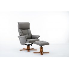 Singapore Swivel Recliner and Footstool .  Faux Leather Grey
