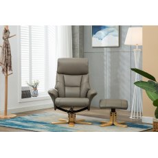 Singapore Swivel Recliner and Footstool .  Faux Leather Grey