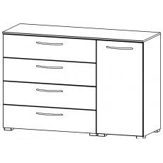 Java Chest Collection 1 RH Door Cupboard / 4 Wide Drawer 120cm Wide Carcase Colour Front