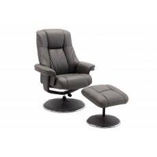 Tampa Swivel Recliner Collection Swivel Recliner and Footstool Granite/Chrome