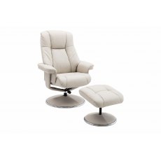 Tampa Swivel Recliner Collection Swivel Recliner and Footstool Mushroom/Chrome