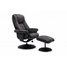 Tampa Swivel Recliner Collection Swivel Recliner and Footstool Liquorice/Chrome Trim