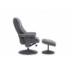 Tampa Swivel Recliner Collection Swivel Recliner and Footstool Liquorice/Chrome Trim