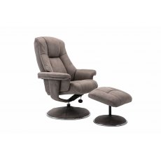 Tampa Swivel Recliner Collection Swivel Recliner and Footstool Rhino/Chrome Trim