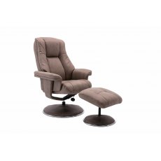 Tampa Swivel Recliner Collection Swivel Recliner and Footstool Pecan/Chrome Trim