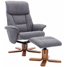 Singapore Swivel Recliner Chair & Footstool . Fabric: Fossil