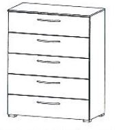 5 Drawer Chest 100cm High 80cm Wide Carcase Colour Front