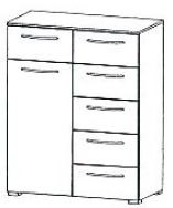 1 Drawers over 1 Door Cupboard and 6 Drawer Chest 100cm High 80cm