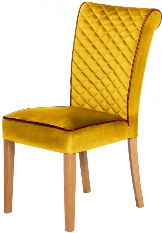 Trafford Dining Chair - Opulence Saffron/Bartollo Piping/Lacquered Leg