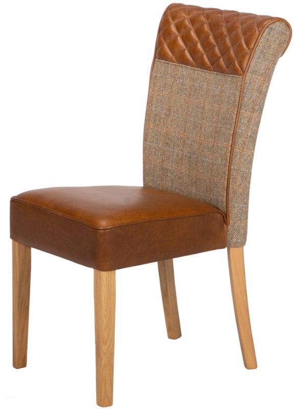 Stamford Dining Chair -Gamekeeper Thorn / Brown Cerato  Seat Pad & Diamond Roll