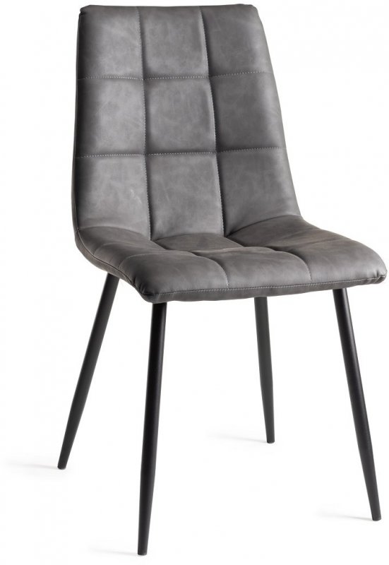 Quad Dining Chair - Grey Faux Leather