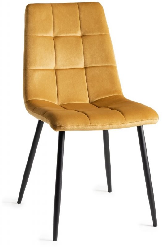 Quad Dining Chair - Mustard Velvet