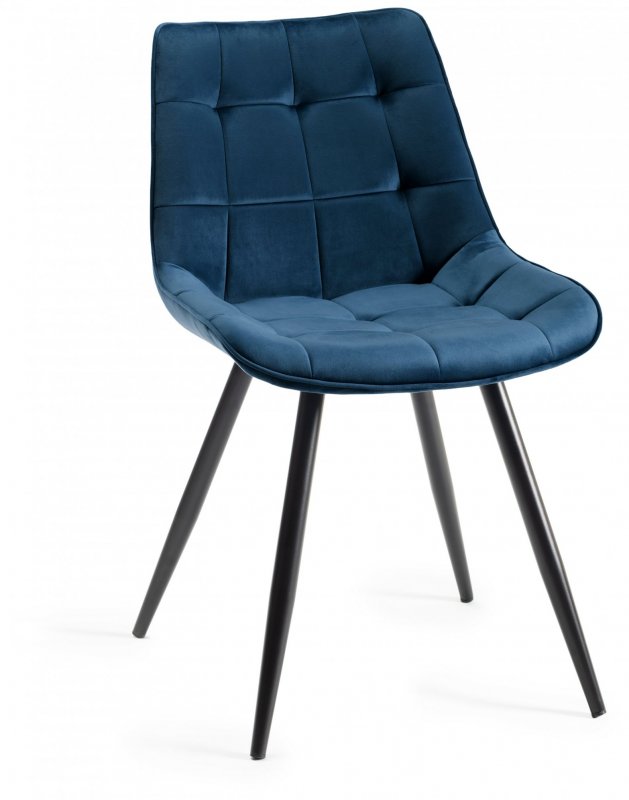 Bronx Dining Chair Collection Blue Velvet Fabric Chairs - SOLD IN PAIRS