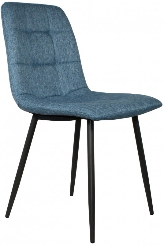 Blue Fabric Dining Chair - Black Leg