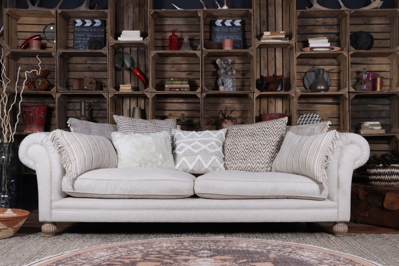 Grand Sofa - Saville Linen Natural With Decorative Scatter Pack
