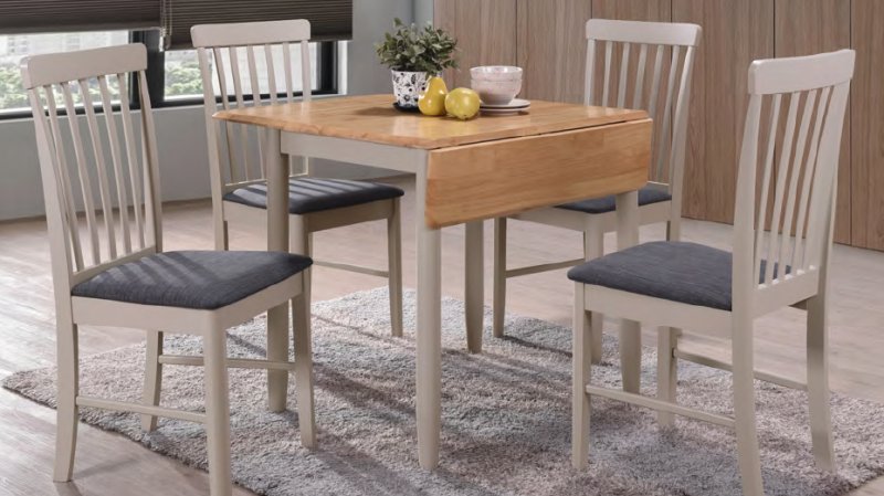 Square Drop-Lead Table and 4 Chairs