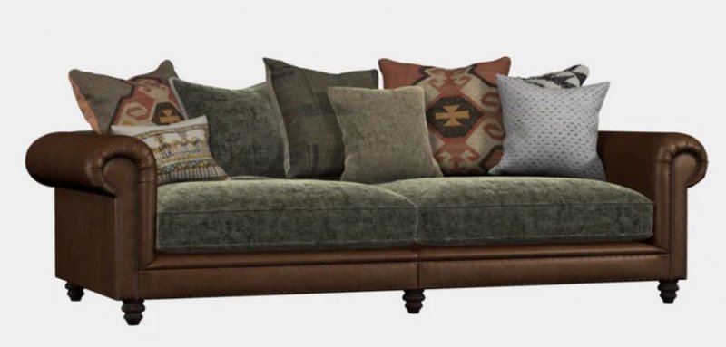 Grand Display (Galveston Bark Hide with Coco Velvet Olive Seat Cushions)