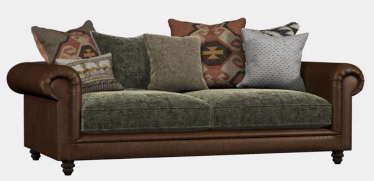 Midi Display (Galveston Bark Hide with Coco Velvet Olive Seat Cushions)