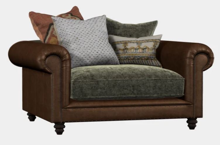 Snuggler Display (Galveston Bark Hide with Coco Velvet Olive Seat Cushions)