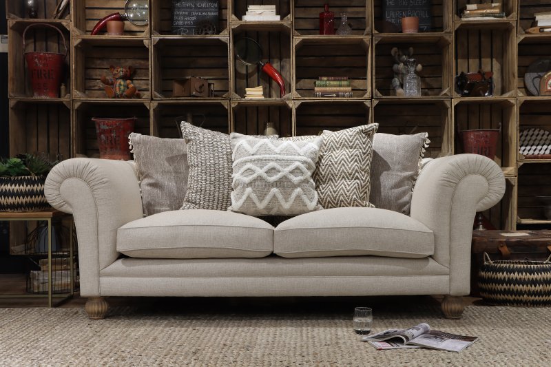 Midi Sofa - Saville Linen Natural With Decorative Scatter Pack