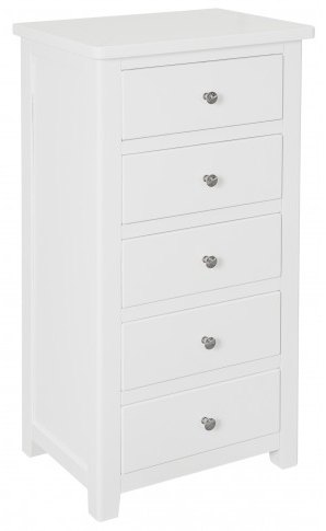 Chilford Bedroom Collection 5 Drawer Narrow Chest - White