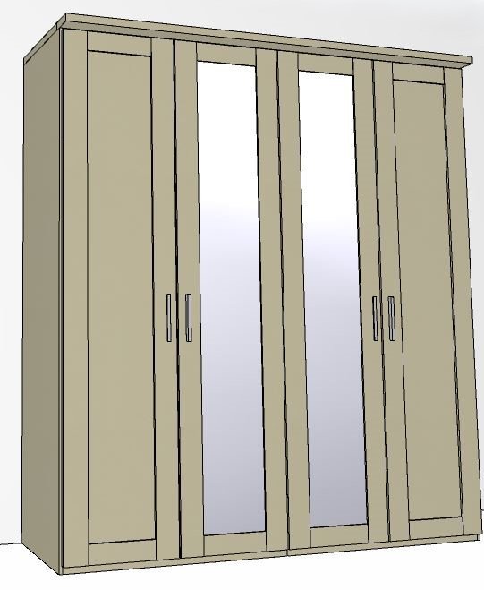 Airedale Collection 4 Doors Wardrobe - 2 Mirrored Doors