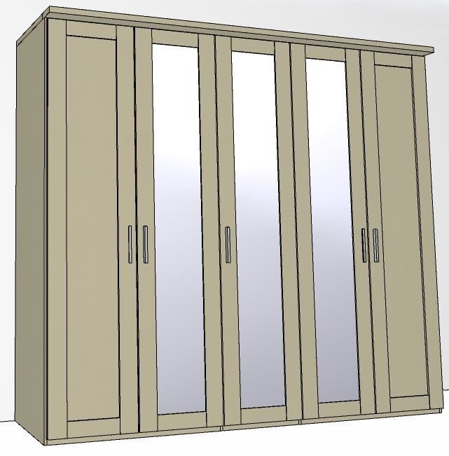 Airedale Collection5 Doors Wardrobe - 3 Mirrored Doors