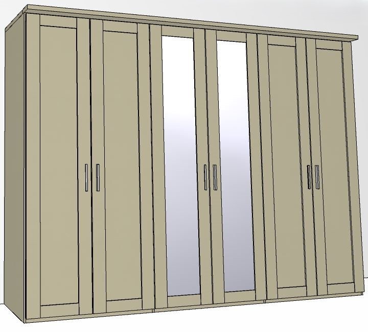 Airedale Collection 6 Doors Wardrobe - 2 Mirrored Doors