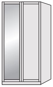 Airedale Collection 2 Doors Wardrobe - 1 Mirror Door Left