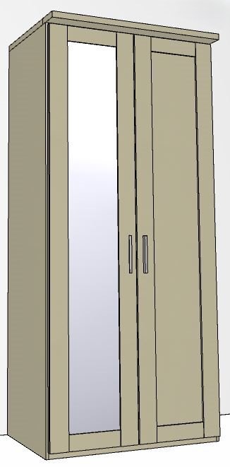 Airedale Collection 2 Doors Wardrobe - 1 Mirror Door Left