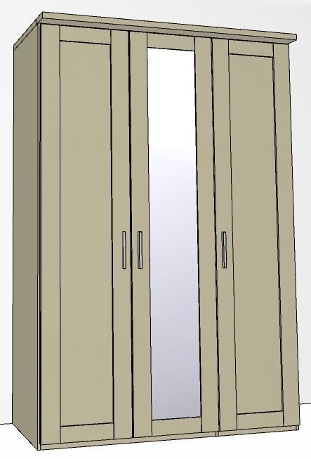 Airedale Collection 3 Doors Wardrobe - 1 Mirror Door