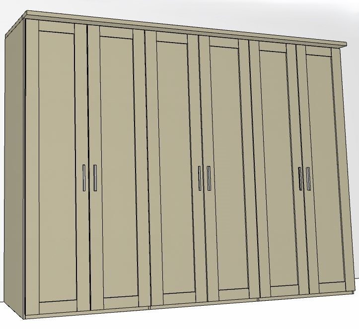 Airedale Collection 6 Doors Wardrobe - Plain Doors