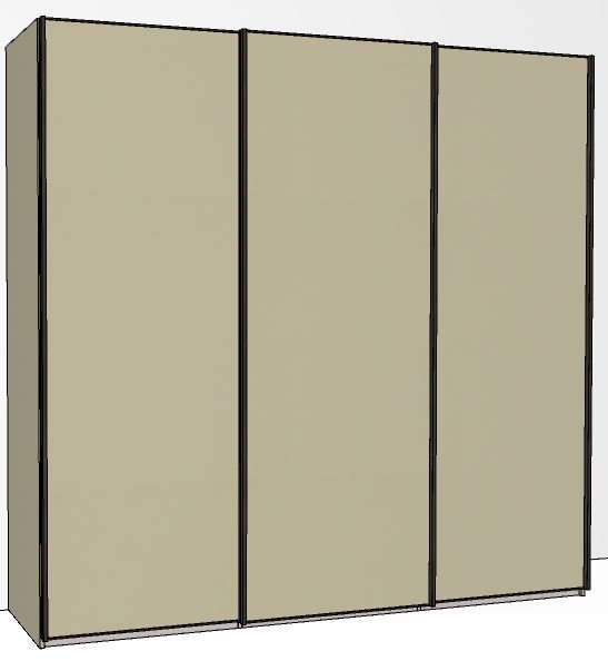 Callisto Plus 225cm Wide 3 Doors Plain Front Wooden doors in carcase colour