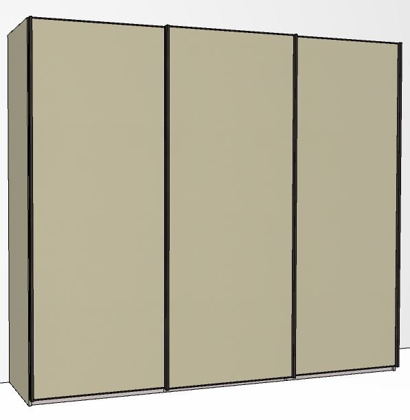 Callisto Plus 250cm Wide 3 Doors Plain Front Wooden doors in carcase colour