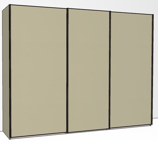 Callisto Plus 280cm Wide 3 Doors Plain Front Wooden doors in carcase colour