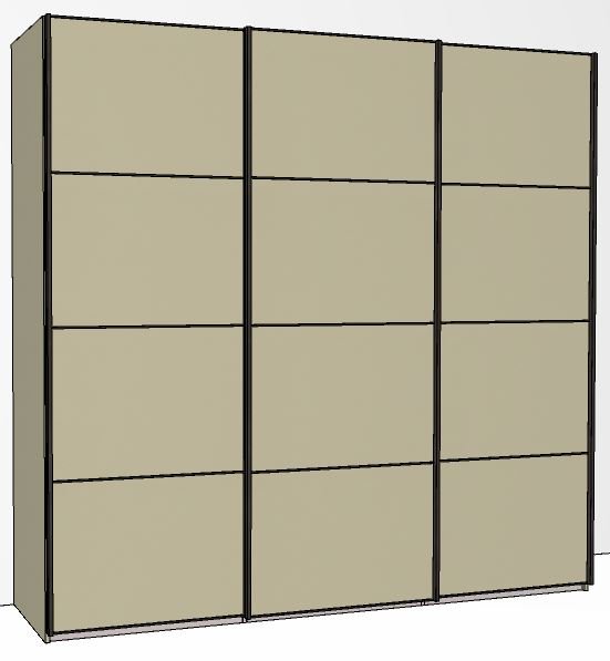 Callisto Plus 225cm Wide 3 Doors 4 Panel Front Wooden doors in carcase colour