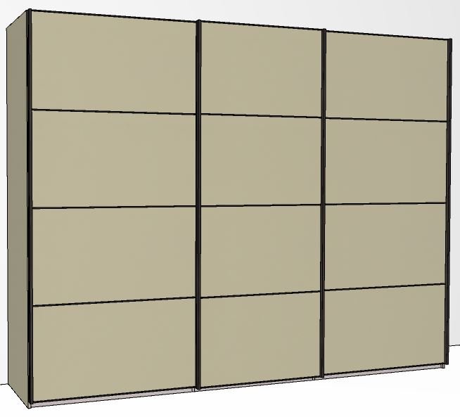 Callisto Plus 280cm Wide 3 Doors 4 Panel Front Wooden doors in carcase colour