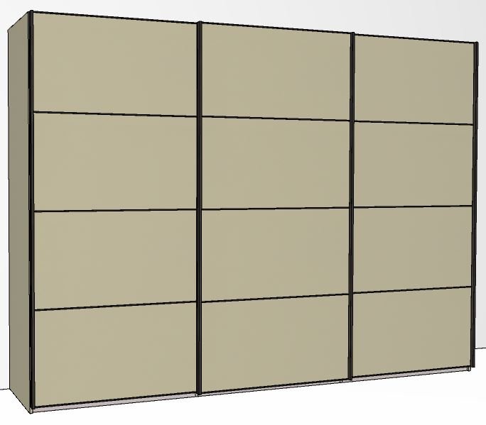 Callisto Plus 300cm Wide 3 Doors 4 Panel Front Wooden doors in carcase colour