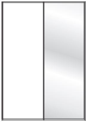 Callisto Plus 150cm Wide 2 doors 1 mirrored door left Plain Front Wooden and Mirrored Doors