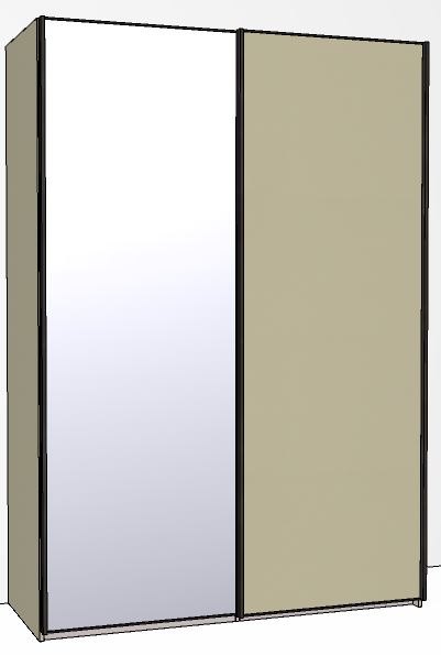 Callisto Plus 150cm Wide 2 doors 1 mirrored door left Plain Front Wooden and Mirrored Doors