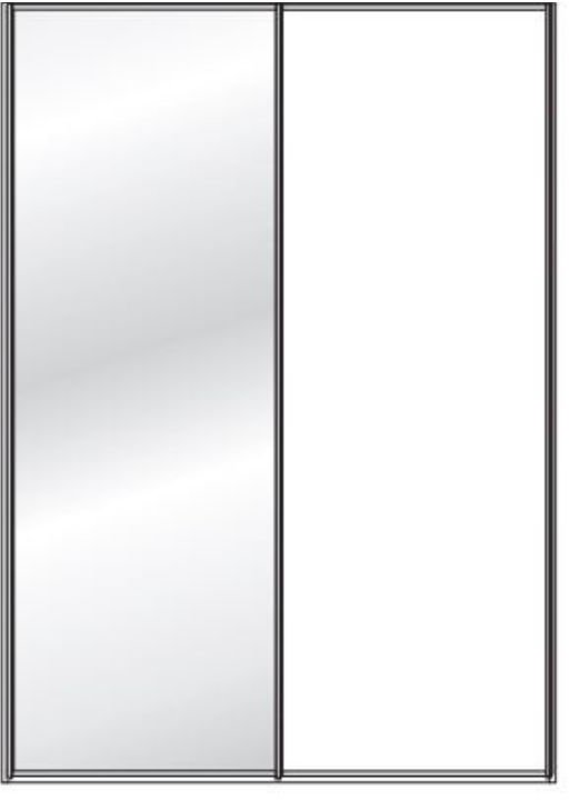 Callisto Plus 150cm Wide 2 doors 1 mirrored door right Plain Front Wooden and Mirrored Doors