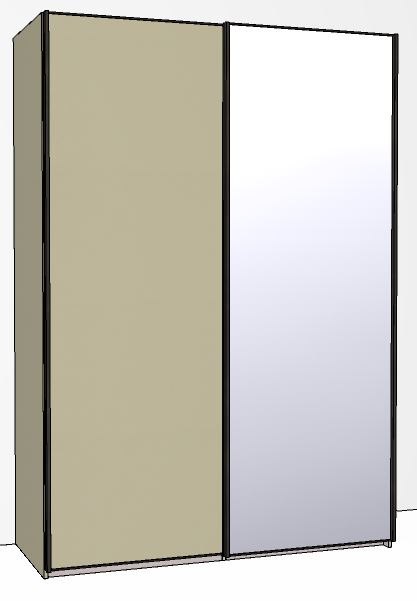 Callisto Plus 150cm Wide 2 doors 1 mirrored door right Plain Front Wooden and Mirrored Doors