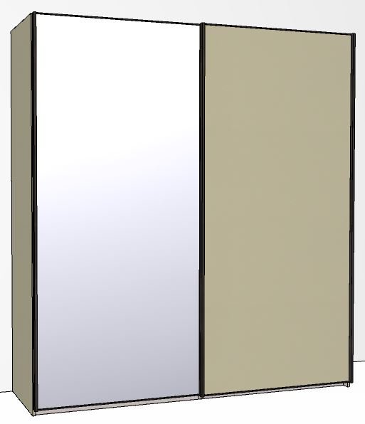 Callisto Plus 200cm Wide 2 doors 1 mirrored door left Plain Front Wooden and Mirrored Doors