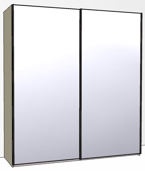 Callisto Plus 200cm Wide 2 doors 2 mirrored doors Plain Front Wooden and Mirrored Doors