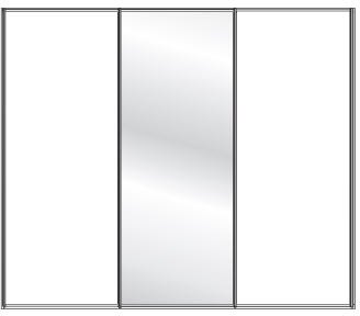 Callisto Plus 225cm Wide 3 doors 1 centred mirrored door Plain Front Wooden and Mirrored Doors