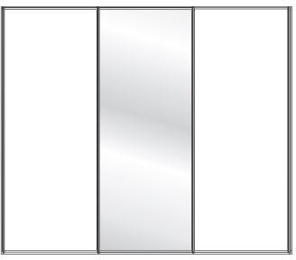 Callisto Plus 250cm Wide 3 doors 1 centred mirrored door Plain Front Wooden and Mirrored Doors