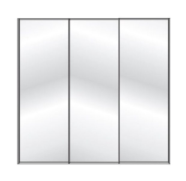 300cm Wide 3 doors 3 mirrored doors Plain Front Wooden and Mirrored Doors