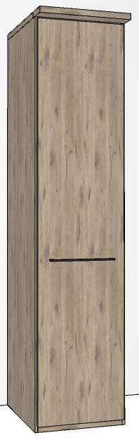 Durban Hinged-door wardrobe with Cornice / 1 Door LHH / Handles in silver/